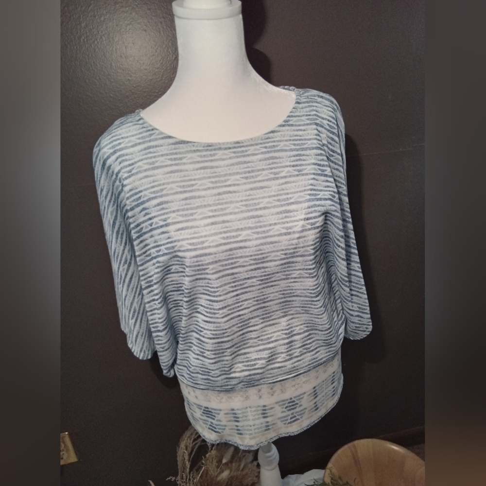 Chico's Blue and White‎ Striped Pullover Tunic 1/M
